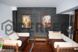wooden flooring stone cladding Sofas living area office interior